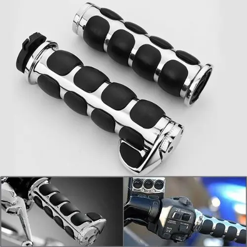 

7/8" Manopole Moto For Cruiser Chopper Bobber Cafe Racer Touring Motorcycle 22mm Handlebar Custom Chrome Billet Cap Hand Grips