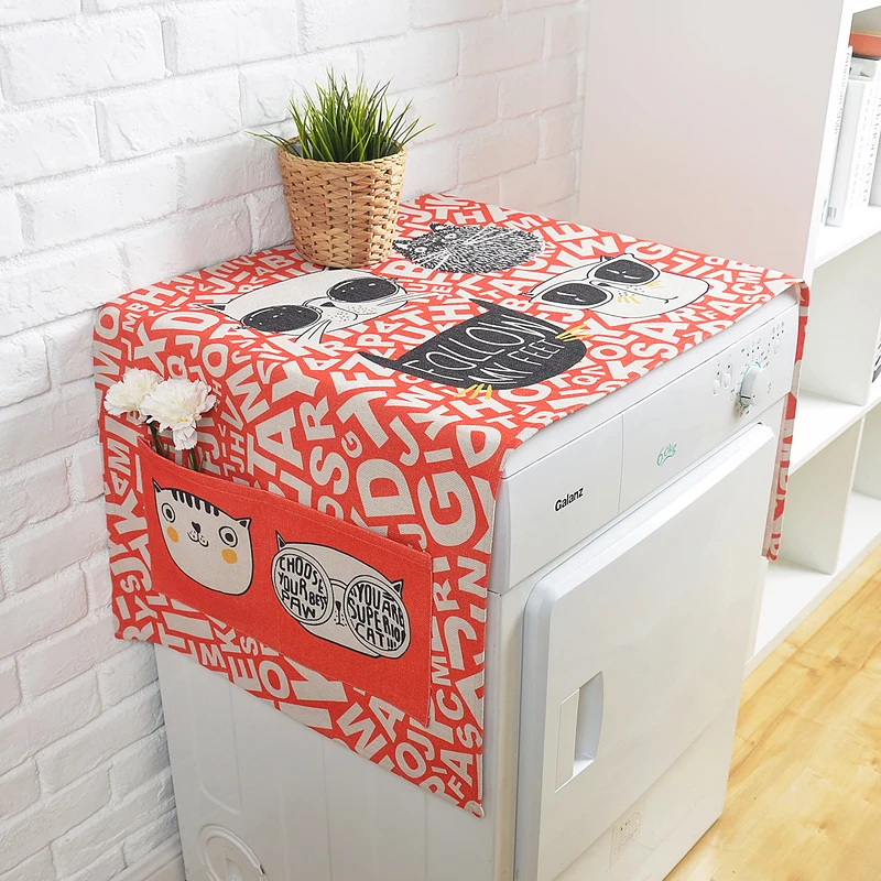 Drum washing machine cover cloth Refrigerator  Dust cover cloth Bedside table dust cover cloth Cotton linen cloth cover towel