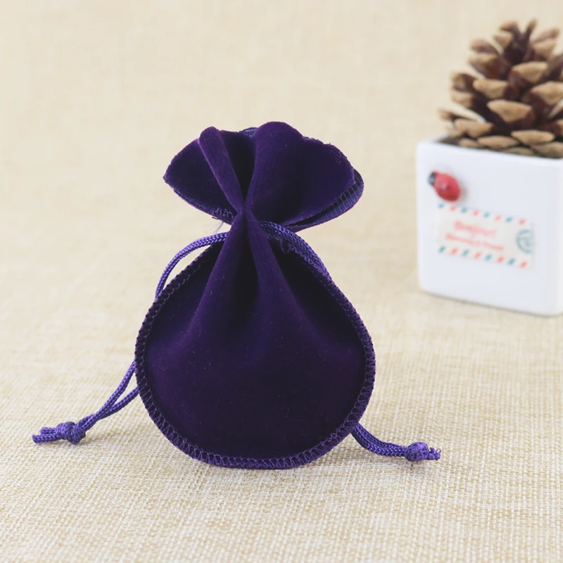 Wholesale 100pcs/lot 7x9cm Purple Velvet Bag Small Gourd Pouch Favor Charms Gifts Jewelry Packaging Bag Drawstring Gift Bags