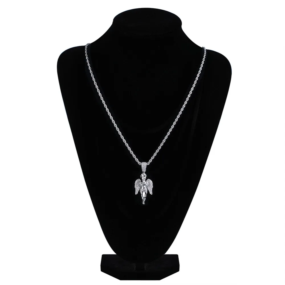 Topgrillz Hiphop Mannen Vrouwen Ketting Goud Kleur Plated Iced Out Micro Pave Cz Stone Angel Hanger Kettingen Love'sblessing Geschenken