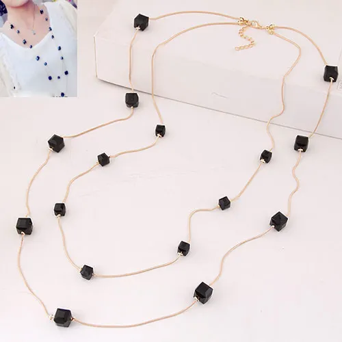 VWKTUUN Crystal Long Necklace for Women Bijoux Gold Color Chains Necklaces Multilayer Cubic Beads Necklaces & Pendants Jewelry