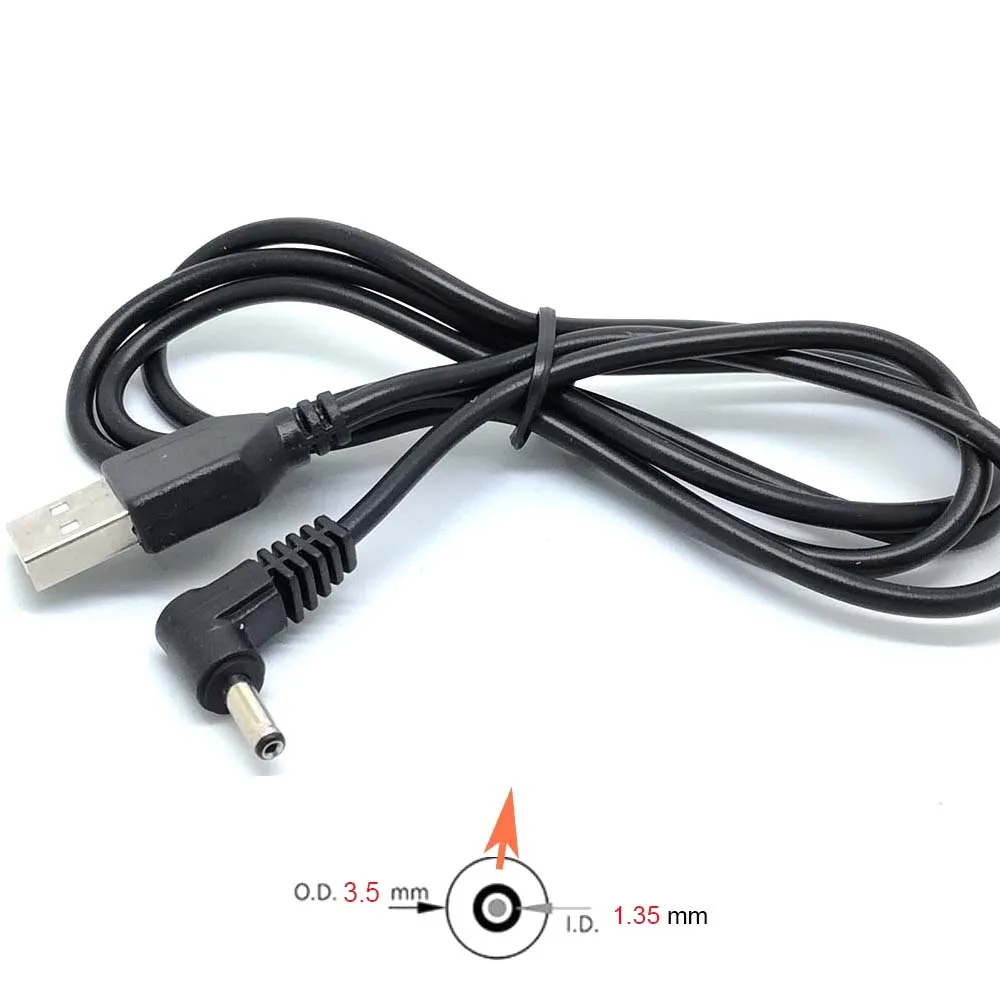 90 kąt USB do komputera męski na 5V DC 3.5mm x 1.35mm beczka złącze zasilania adapter kablowy