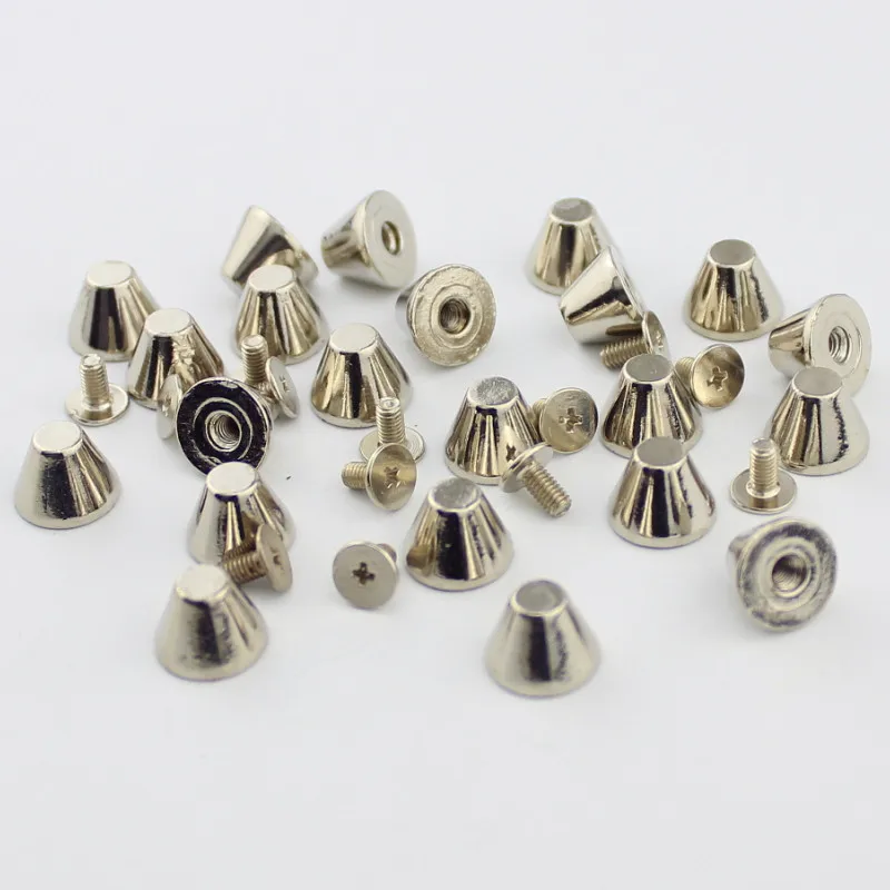 20pcs 10*8mm Gun-Black Screwback Spikes For Clothing Punk Rock Alloy Studs Rivet DIY Accessory For Leather Craft Shoes Bags