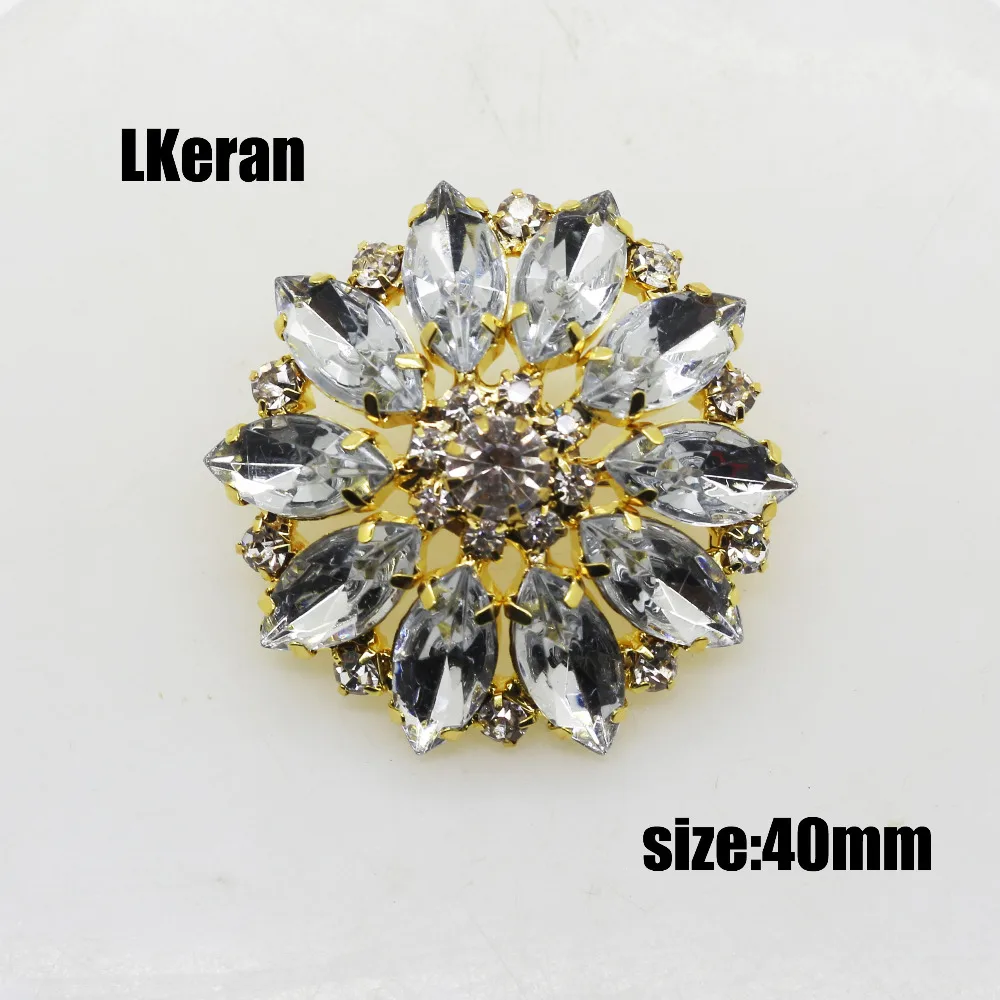 

3pcs/lot 40mm rhinestone crystal button gold decorative flower button coat clothing fashionable clothing accessories.