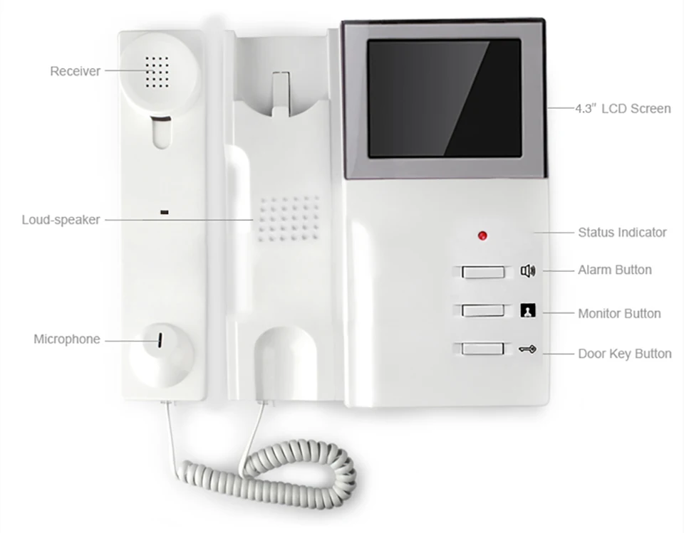 Interfone de vídeo com câmera, 2 unidades, 4.3 polegadas, apartamento, 1 câmera, 2 monitores, interfone com vídeo