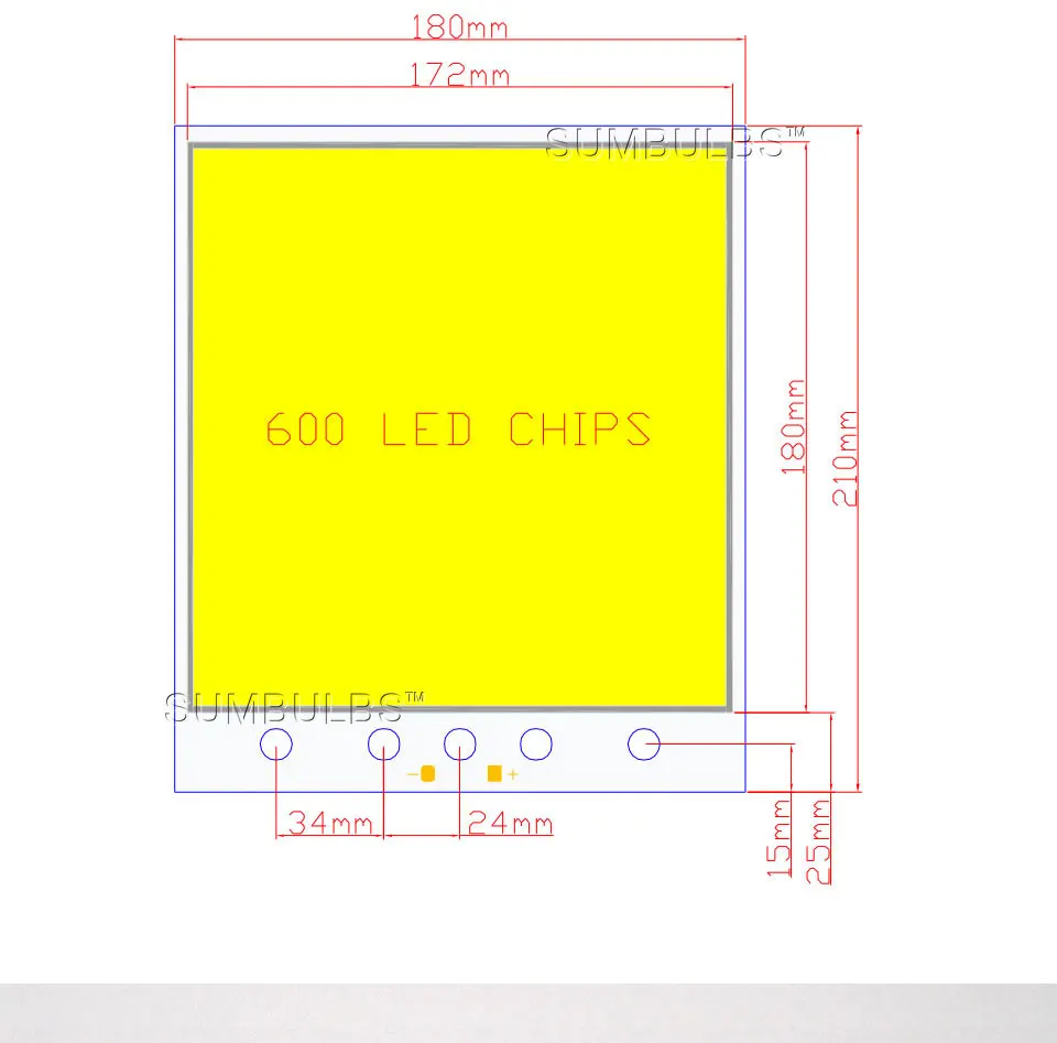 210*180mm DC 12V Rechteck Flip Chip COB LED Board Lichter 300W LED Lampe Birne Kühles Weiß 6500K Super Helle 12V Lichtquelle – Detail 1
