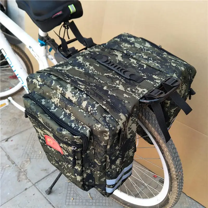 Mountain road bicicleta 2 em 1 camo tronco sacos de ciclismo duplo lado traseiro rack cauda assento pannier pacote bagagem transportadora