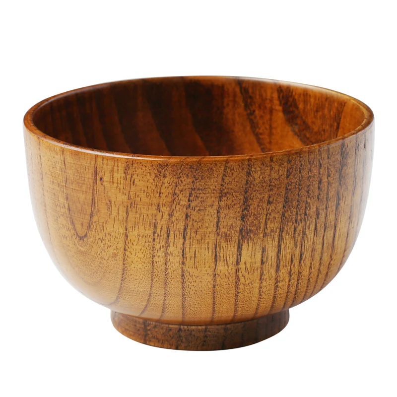 1Pc Japanese Style Wooden Bowl Wood Rice Soup Bowl Salad Bowl Food Container Large Small Bowl For Kids Tableware Wooden Utensils