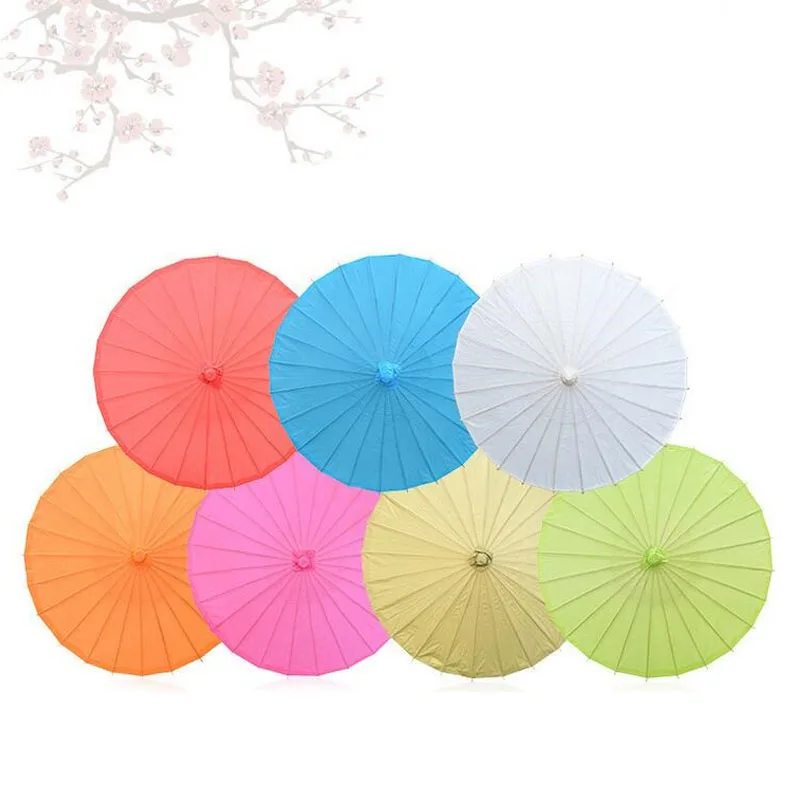 Colored Paper Umbrella China Traditional Dance Color Parasol Umbrella Outdoor Wedding Party Decor Handmade DIY Painting Material