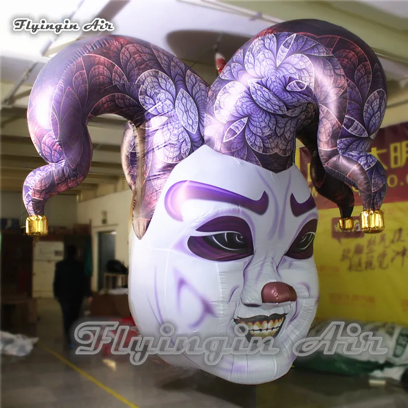 Customized Giant Halloween Inflatable Medusa Mask 3m Hanging Blow Up Clown Head for Halloween Decoration