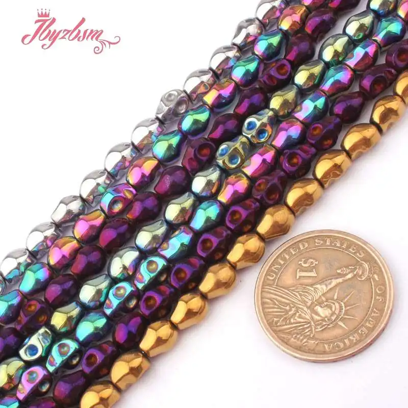 6x7mm Skull Hematite Beads (No Magnetic) Natural Stone Beads For DIY Accessories Women Men Necklace Bracelet Jewelry Making 15\