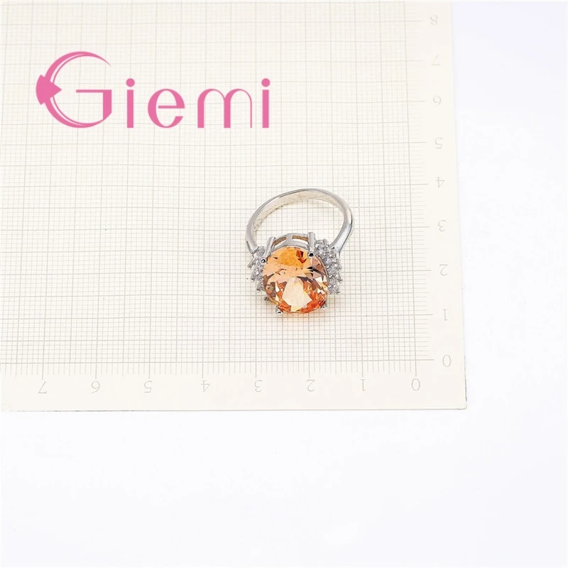 and Cubic ZirconiaRomantic Yellow Crystal Stone Ring For Women Party Shopping With Clothes Jewelry