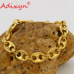 Adixyn 21cm 1.1cm Width Men Women Bracelet Gold Color African Hand Chain Ethiopian/Arabic Jewelry Party Gifts N050717