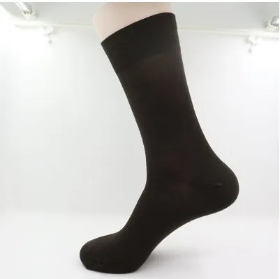 Fcare 10PCS=5 pairs black, khaki, dark gray, brown 43-46 bamboo fiber long leg socks bamboo men dress business socks calcetines