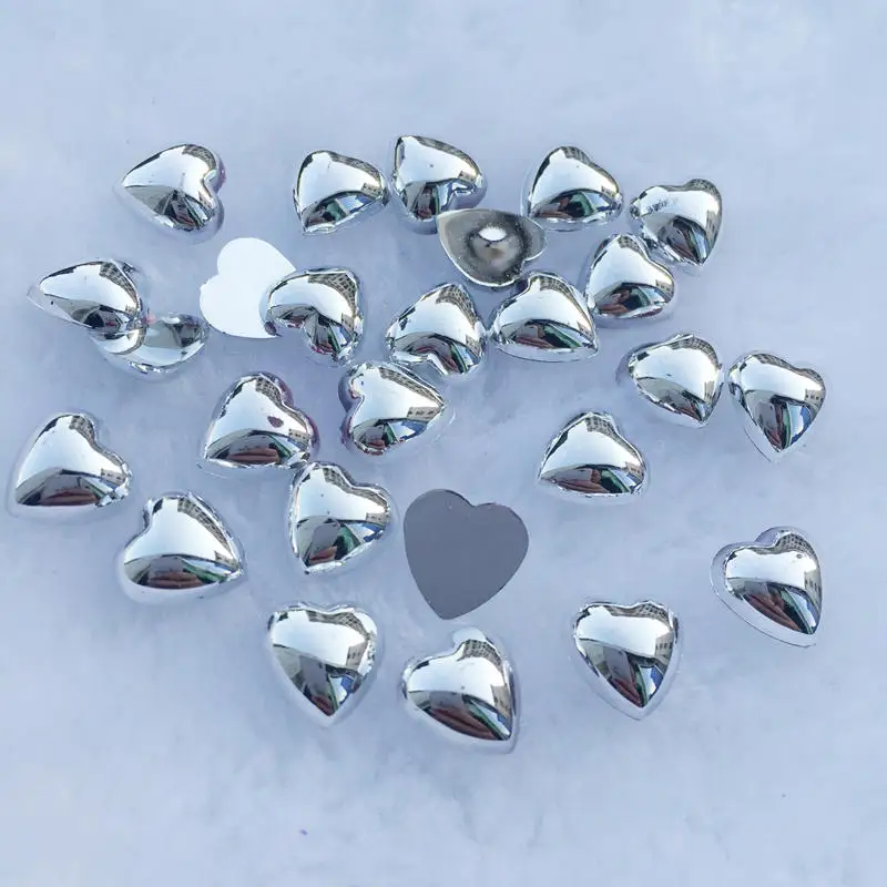 Glitters 30pcs 10mm nail Heart-shaped nail art decoration nail sticker golden silver nail tool -S91