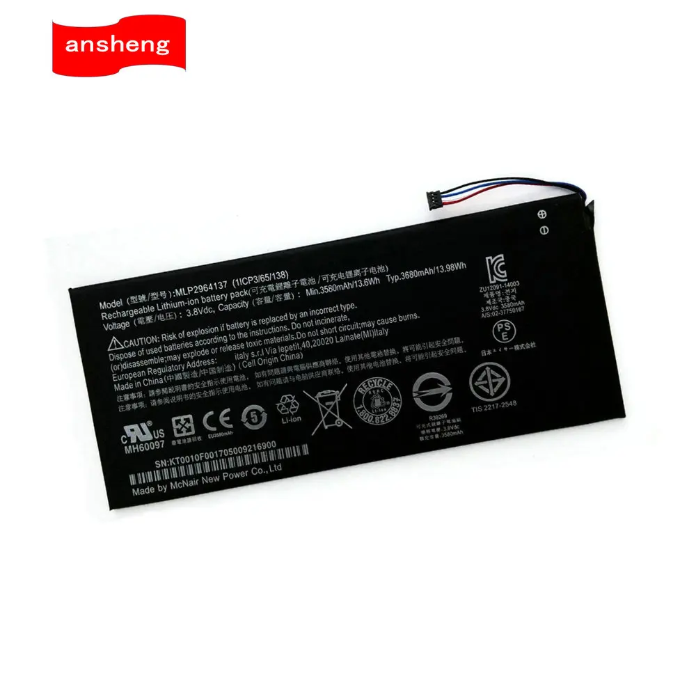 

NEW Original 3680mAh MLP2964137 Battery For Acer lconia One 7 B1-730 B1-730HD A1402 Tablets