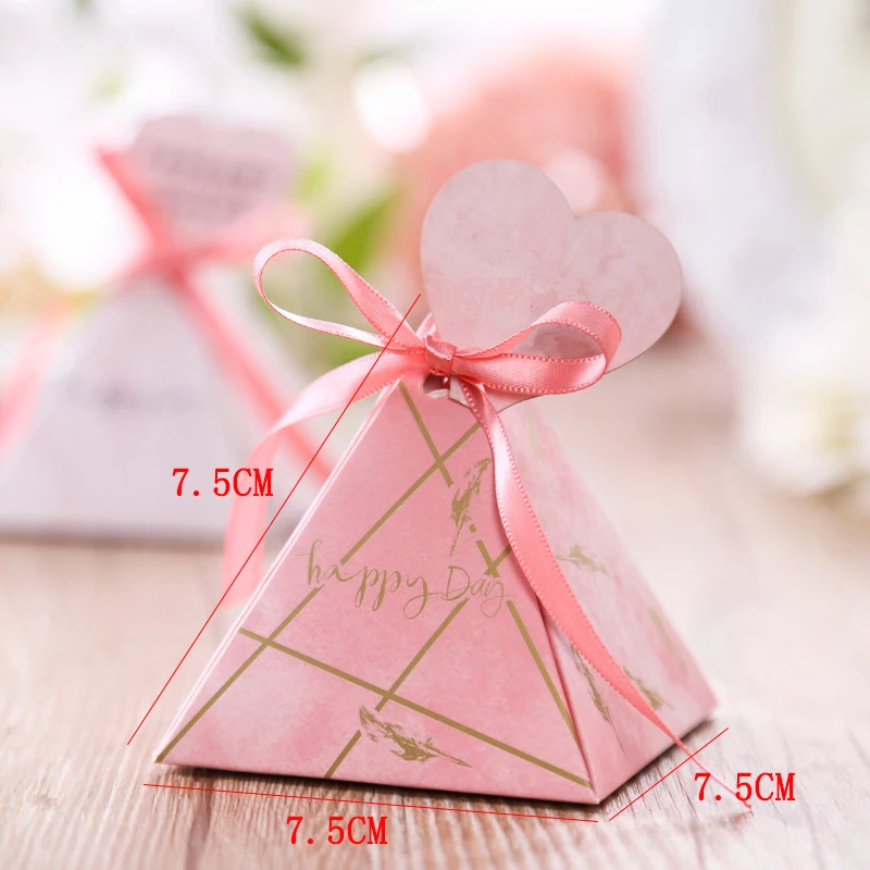 RMTPT 50pcs/lot Many styles Triangular Pyramid gift box wedding favors and gifts candy box baby shower boxes for gifts