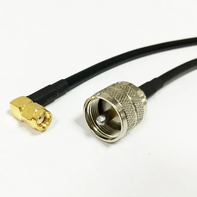 Nuevo RP-SMA macho conector de ángulo recto interruptor UHF macho convertidor RG58 venta al por mayor envío rápido 100 CM 40" adaptador