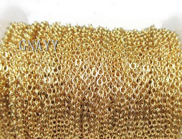 

GNAYY Factory wholesale 10meter Lot 2.3mm Width DIY Jewelry Finding/Makings Stainless Steel Cross Rolo Chain Gold