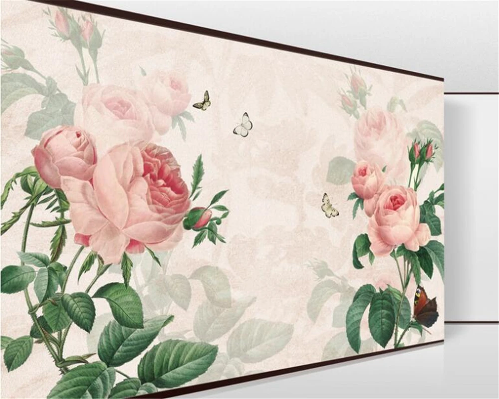 

customize fashion wallpaper hand painted rose beautiful romantic TV background papel de parede wallpaper for kids room Beibehang