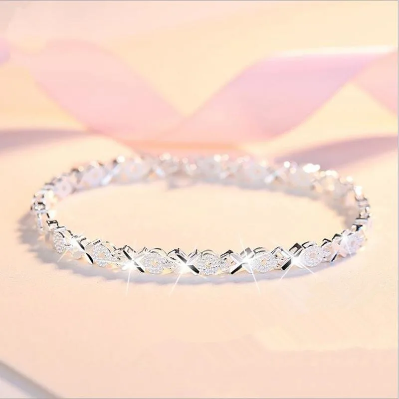 LUKENI Top Quality 925 Sterling Silver Bracelets For Women Wedding Accessories Lady Fahsion Zircon Geometric Bracelet Girl Gift