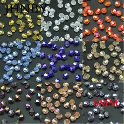 JHNBY 6mm 50pcs AAA Bicone Austrian crystals loose beads glass ball supply AB color plating bracelet necklace Jewelry Making DIY