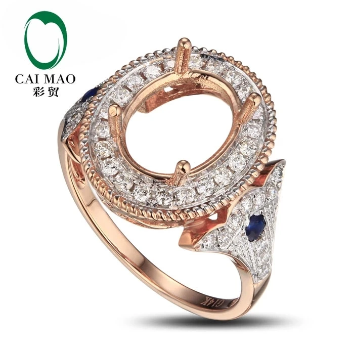 

CaiMao Oval cut Semi Mount Ring Settings & 0.53ct Diamond 14k Rose Gold Gemstone Engagement Ring Fine Jewelry