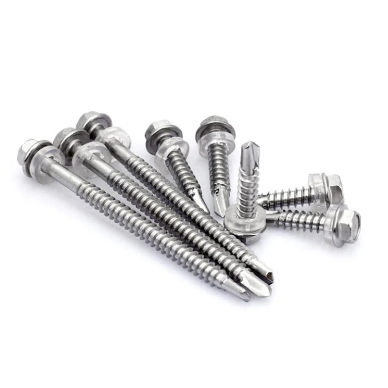 50Pcs Roofing Screws ST4.2 ST4.8 ST5.5*L DIN7504K Stainless Steel 410 Hex Head Self Drilling Screws