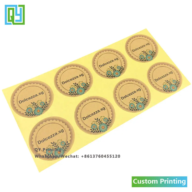 Pegatinas de papel kraft adhesivas impresas personalizadas, etiquetas de embalaje de botella de miel, círculo redondo, sello adhesivo, 35x35mm, 1000 piezas, Envío Gratis