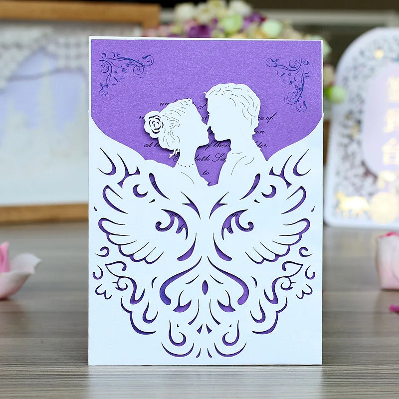 Distinctive Laser Cutting Wedding Invitations Creative Invitation Card for Wedding High Pixel Printing Quality - Set of 50 pcs