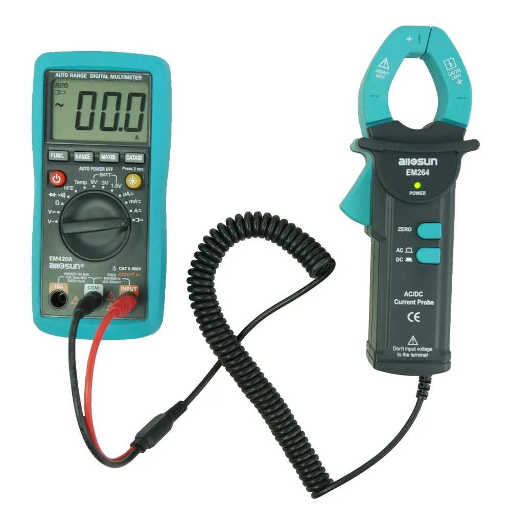 Probe Digital Clamp meter Ammeter AC Current Probe Multimeter Electronic Tester input 600A-MAX output 0-600mV all-sun EM263