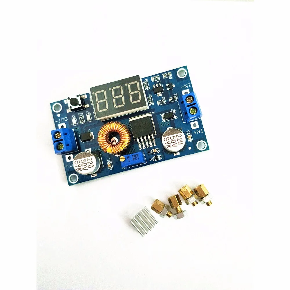 

5A High Power XL4015, 75W DC-DC Adjustable Buck Module with Voltmeter Display, Copper Post