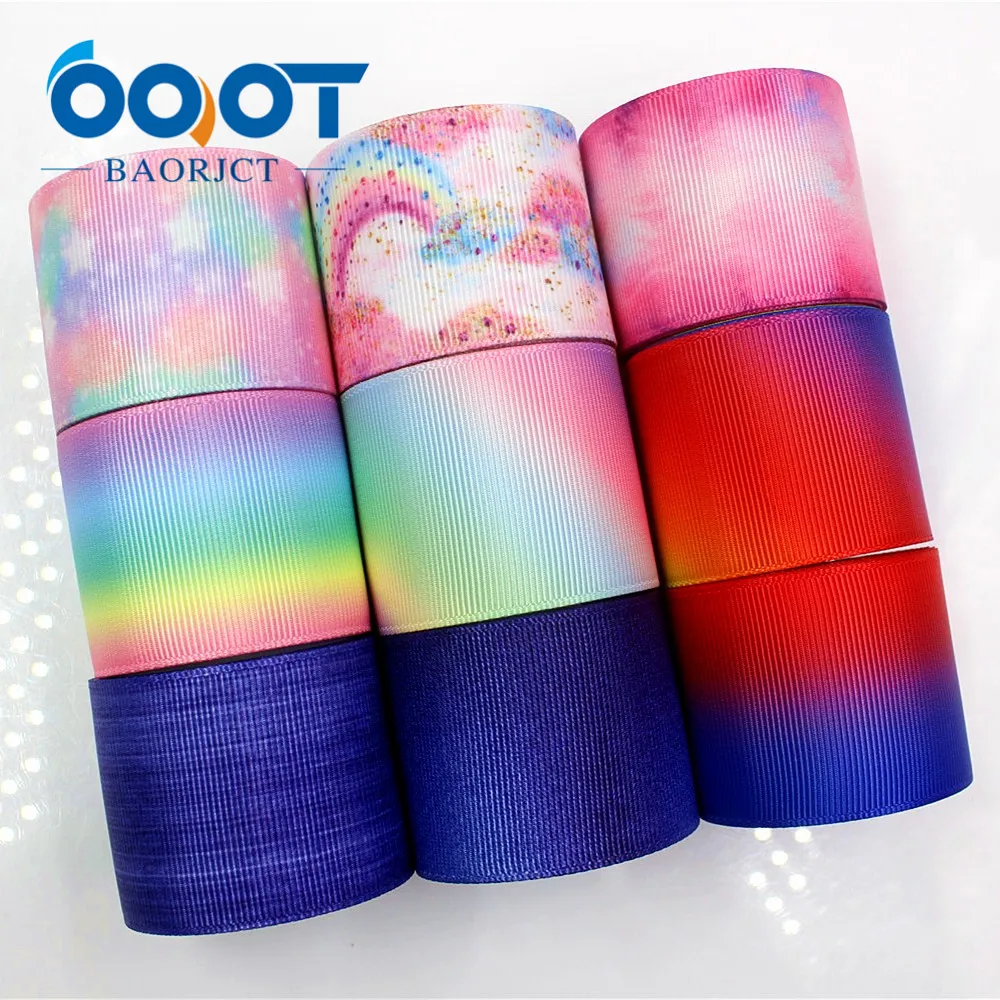 OOOT BAORJCT G-18604-340 38 mm 10 yards Cartoon Colorfu Ribbons Thermal transfer Printed grosgrain Wedding DIY handmade material