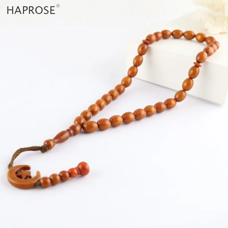 New Oval Bracelet Coffee Color Bead Ethnic Style Bracelet 33 Beads tasbih Muslim Allah Beads 10*12mm tasbin Men\'s Gift Wholesale