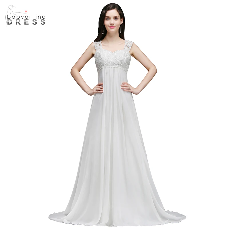 Babyonline Dress A Line Sleeveless Simple Wedding Dress Elegant Floor-Length Cut-out White Bridal Dresses Suknie Slubne