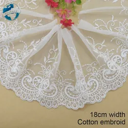 18cm Width Cotton Embroid Lace Sewing Ribbon Guipure African Lace Fabric Trim Warp Knitting DIY Garment Curtain Accessories#3160