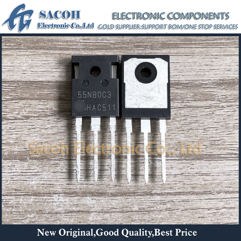 ترانزستور MOSFET بالطاقة المجددة ، spwn80c3 ، 55N80C3 ، 55N80 إلى-، 54.9A ، 55fv ، 2 لكل لوت