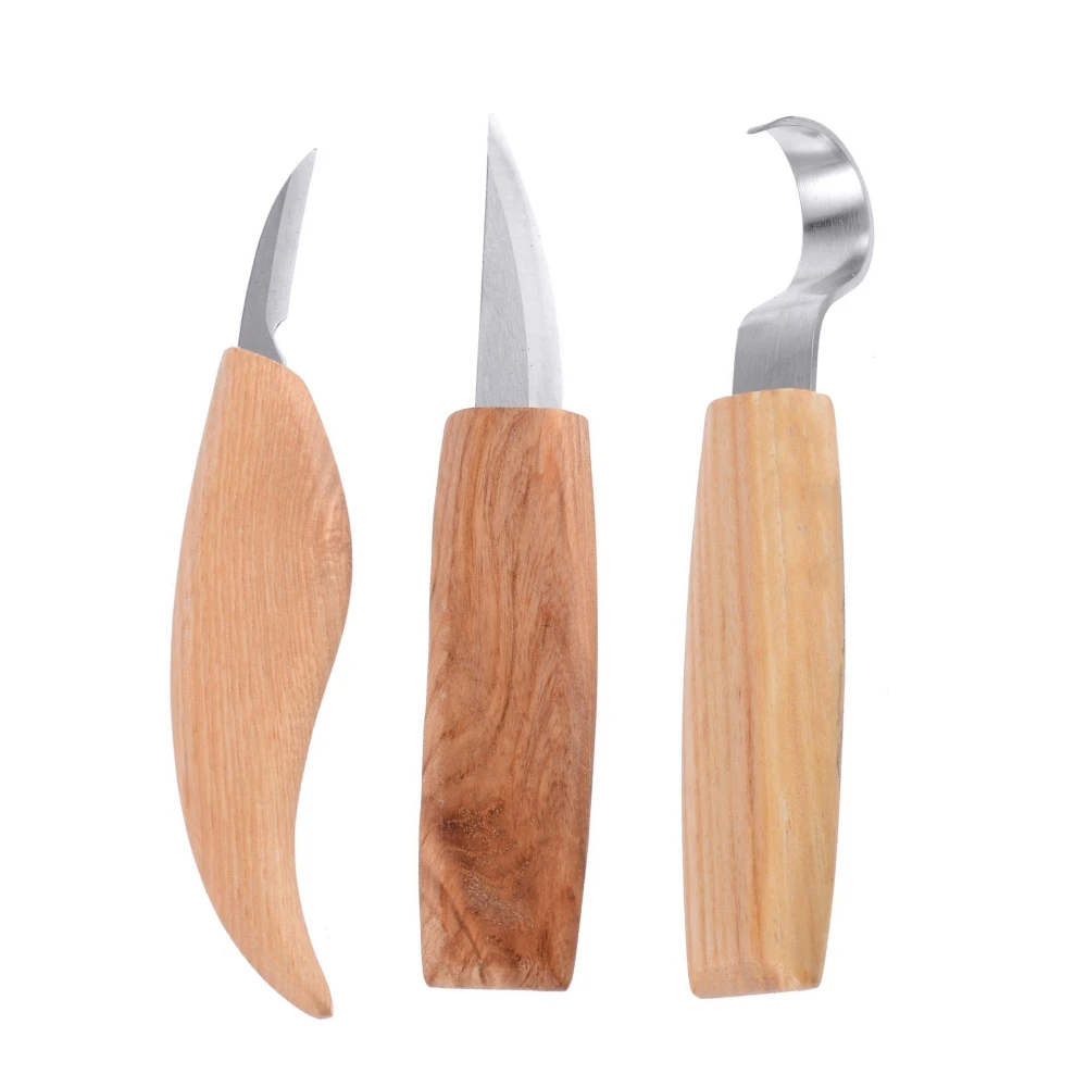 3pcs Stainless Steel Woodcarving Cutter High Strength Hooked Whittling Cutter Tool Sets Used for Cutting Wooden Spoons