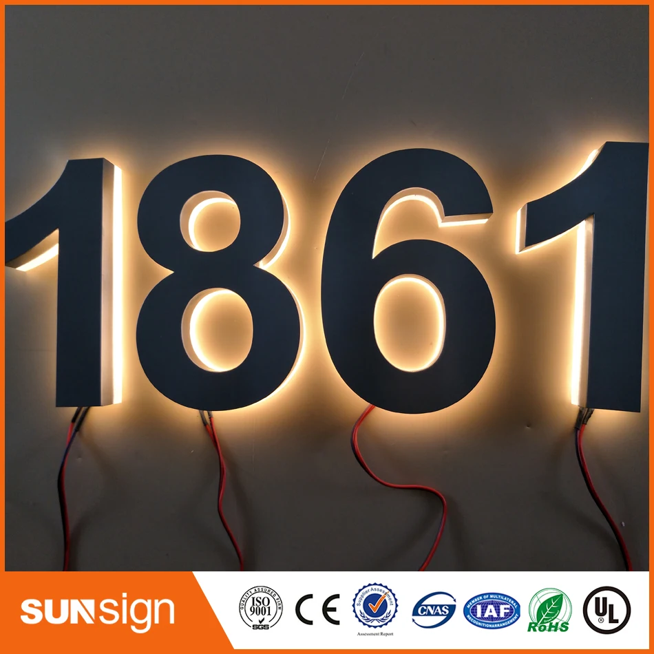 H 25Cm Outdoor/Indoor Outlet Rvs Backlit Huisnummer Led Letters Teken