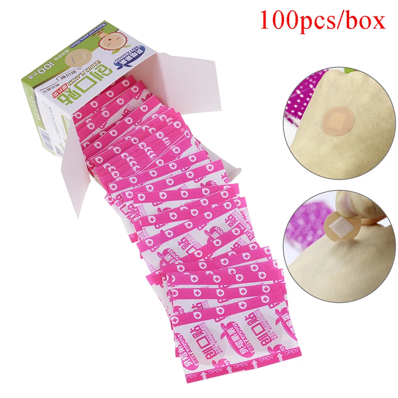 100 Pcs/box Diameter about 22mm Waterproof Breathable Round Band Aid Adhesive Bandages First aid kit For Adult Children