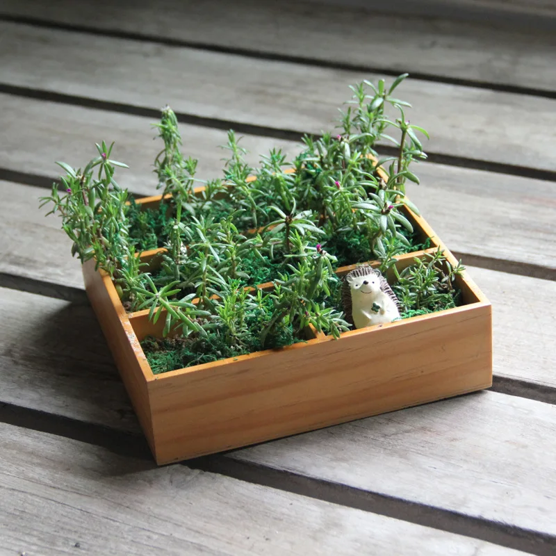 

zakka simple home lidded storage box Desktop debris storage box creative wooden ruled flowerpot