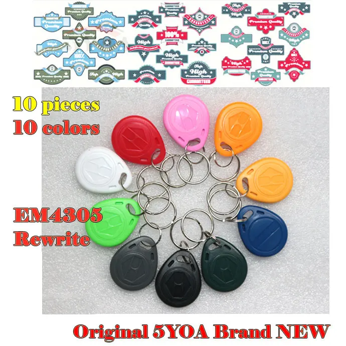 10pcs EM4305 Copy Rewritable Writable Rewrite EM ID keyfobs RFID Tag Key Ring Card 125KHZ Proximity Token Access Duplicate