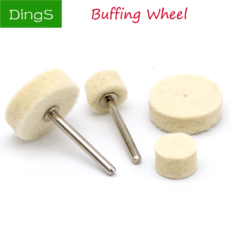 10pcs Polishing Buffing Round Wheel Pad Wool Felt + 1 Rod 3.2mm Shank Metal Surface For Dremel Rotary Tools Accessories