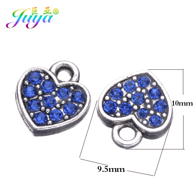 Juya 10pcs Wholesale Heart Shape Enamel Pendant France Italy Netherland USA Flag Charms For DIY Birthstone Jewelry Making