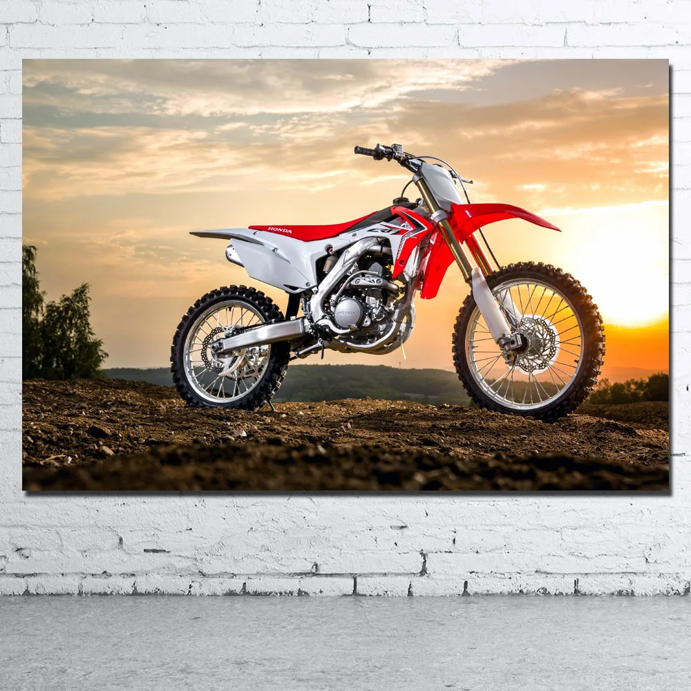 Honda CRF250R Dirtbike Motocross Decorative paintings Picture Printed Wall Art Poster Canvas Cloth Printed for Room Decor