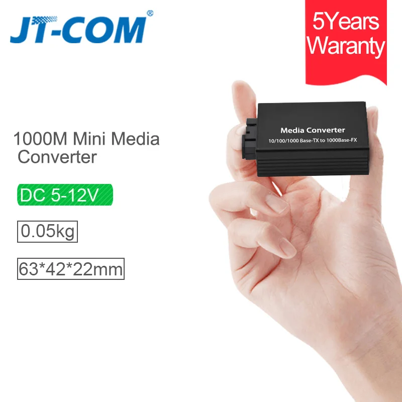 DC 5V-12V 20KM 1000M Mini Gigabit Media Converter Fiber Optic to RJ45 Single Mode Ethernet Switch Optical Transceiver SM SC FTTH