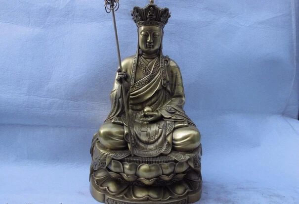 Free Shipping 40cm Tibet Buddhism Temple Refined Brass Copper Jizo Rohan Monk Buddha Statue