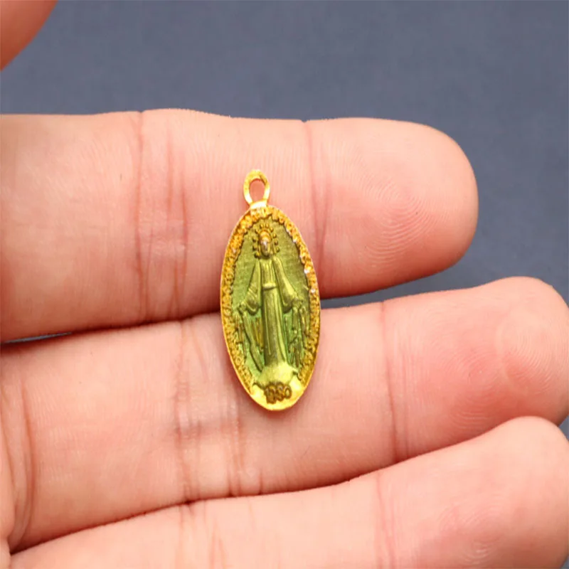 Catholic Virgin Mary Blue Virgin Mary Mini Medal. Charm of the Virgin Mary Blue Medal
