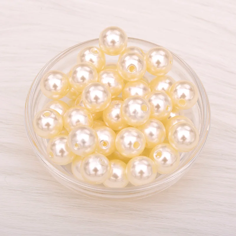 JUNAO 3 4 6 8 10 12 14 16 18 20 25 mm Beige White Pearl Sewing Plastic Beads Round Garment Beads for Jewelry Making Needlework