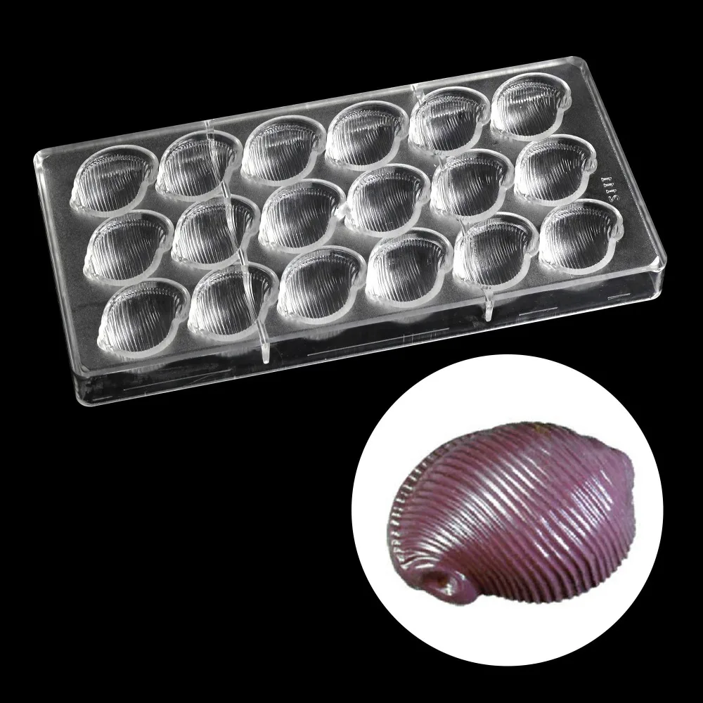 3D Shell Shape Polycarbonate Chocolate Mold Sweet Candy Pudding Jelly Mould  Diy Baking Confectionery Tools